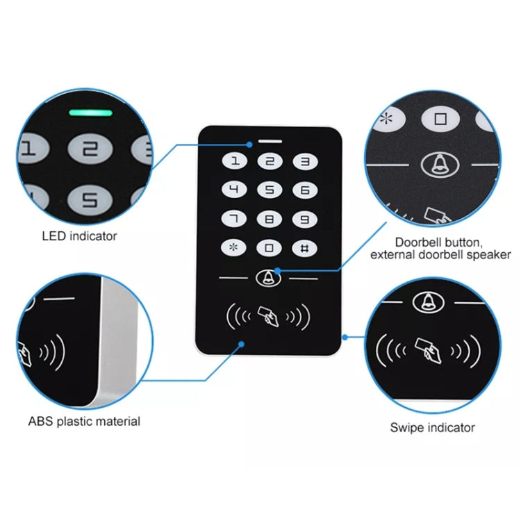 Simple IDIC Card Access Control All-in-one Machine Key Touch Access Control Controller Induction Card Password, A1-Physical Buttons Simple IDIC Card Access Control All-in-one Machine Key Touch Access Control Controller Induction Card Password, A1-Physical Buttons